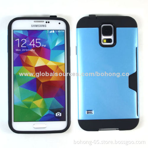 PC + TPU Separated 2-in-1 Cases for Samsung S5 with edge card hole, different colors available